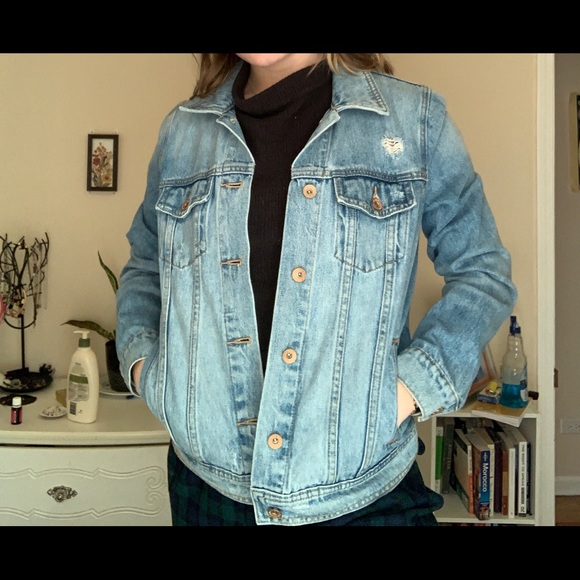 Distressed Light Wash Denim Jacket - Picture 1 of 3